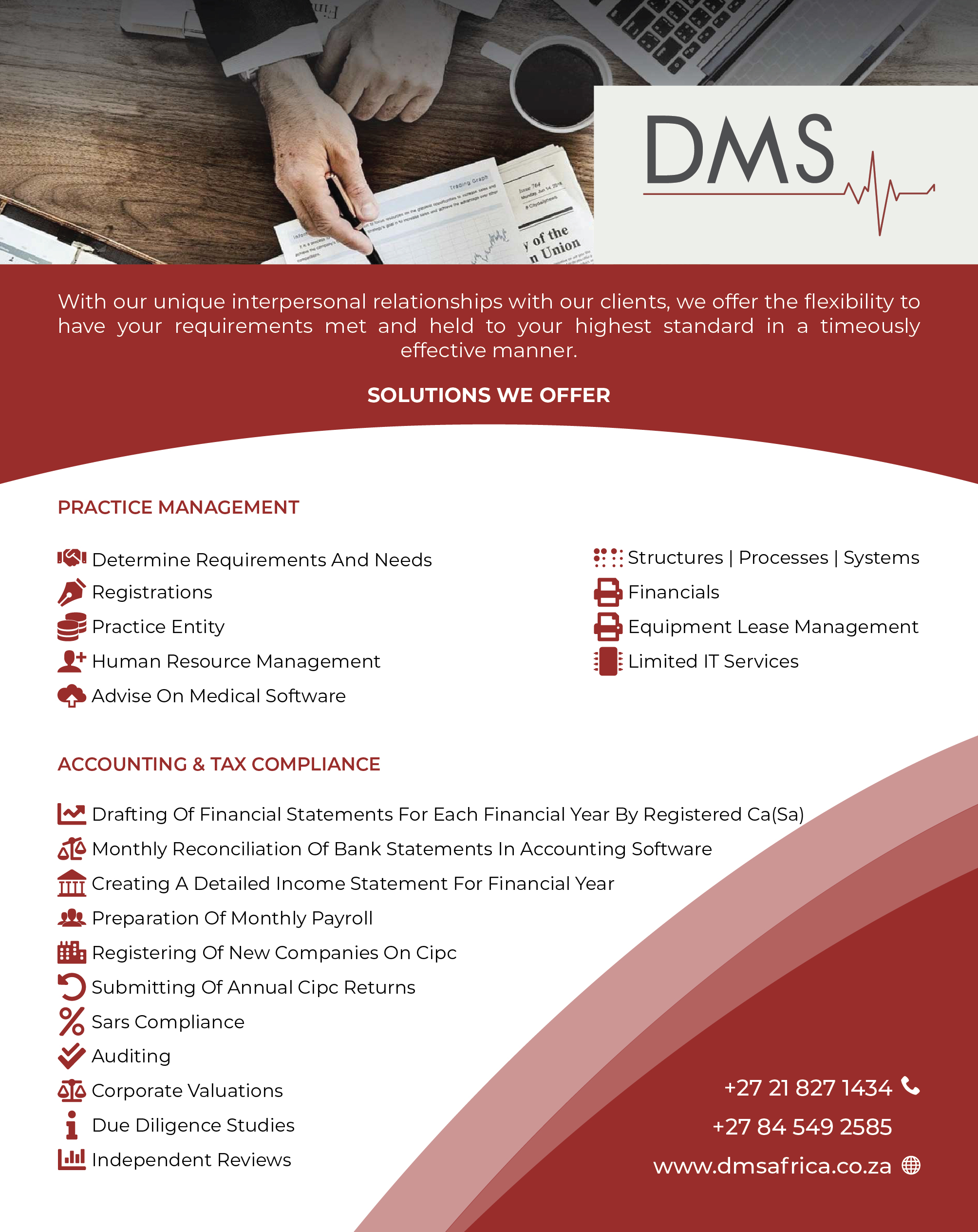 DMS Africa (Pty) Ltd full-page company advert